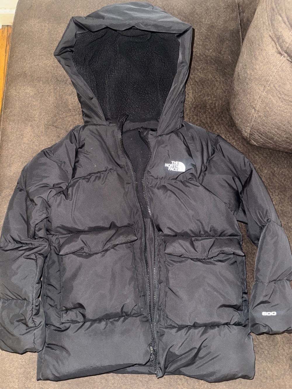 The North Face Kids Black Hooded Puffer Coat